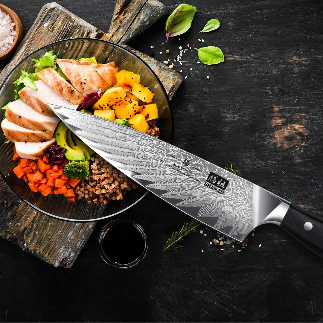 SHAN ZU 8.00" Blade Damascus Chef Knife | Recommended Kitchen Knives For Mother's Cooking | 67 Layers Damascus Steel + G10 Handle